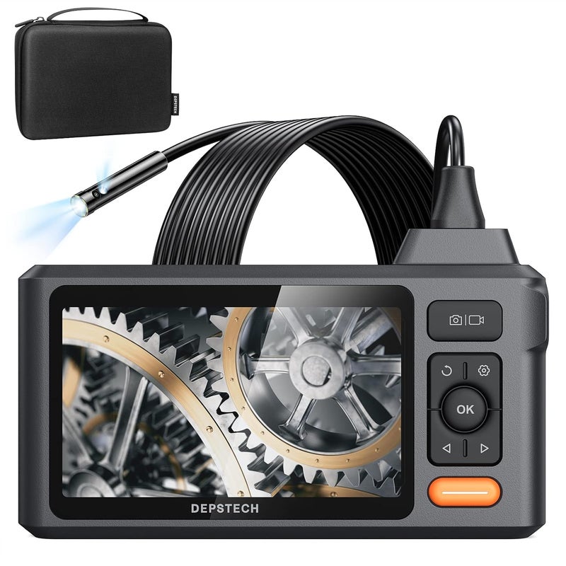 DEPSTECH Industrial Borescope Tool & 5" IPS Screen, 1080P Dual Lens Endoscope Camera with Lights, Split Screen, IP67 Waterproof Sewer Inspection Camera, 16.5ft Semi-Rigid Snake Cable, Mechanic Gadget - Image 1